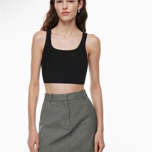Aritzia Babaton Black Sculpt Knit Crop Tank Top